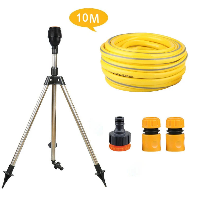 360-Degree Automatic Rotating Garden Sprinkler — Adjustable Tripod, Stainless Steel