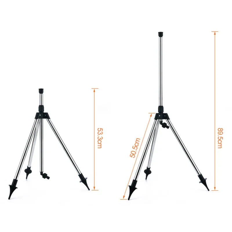 360-Degree Automatic Rotating Garden Sprinkler — Adjustable Tripod, Stainless Steel