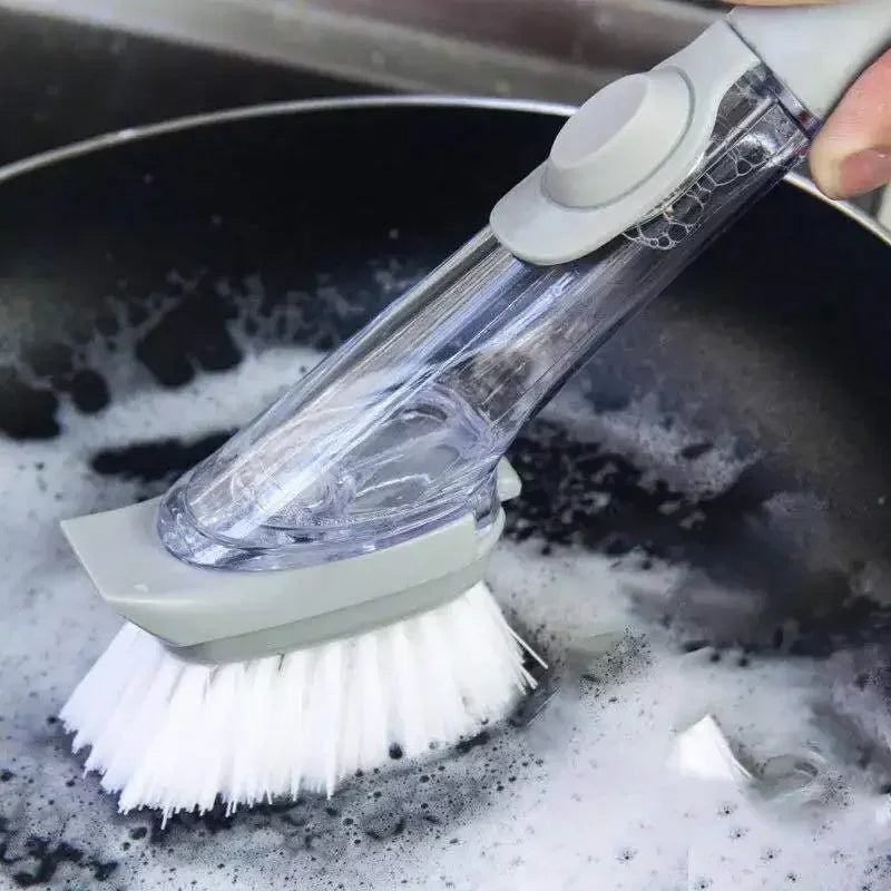 2-in-1 Long Handle Dishwashing Brush with Soap Dispenser