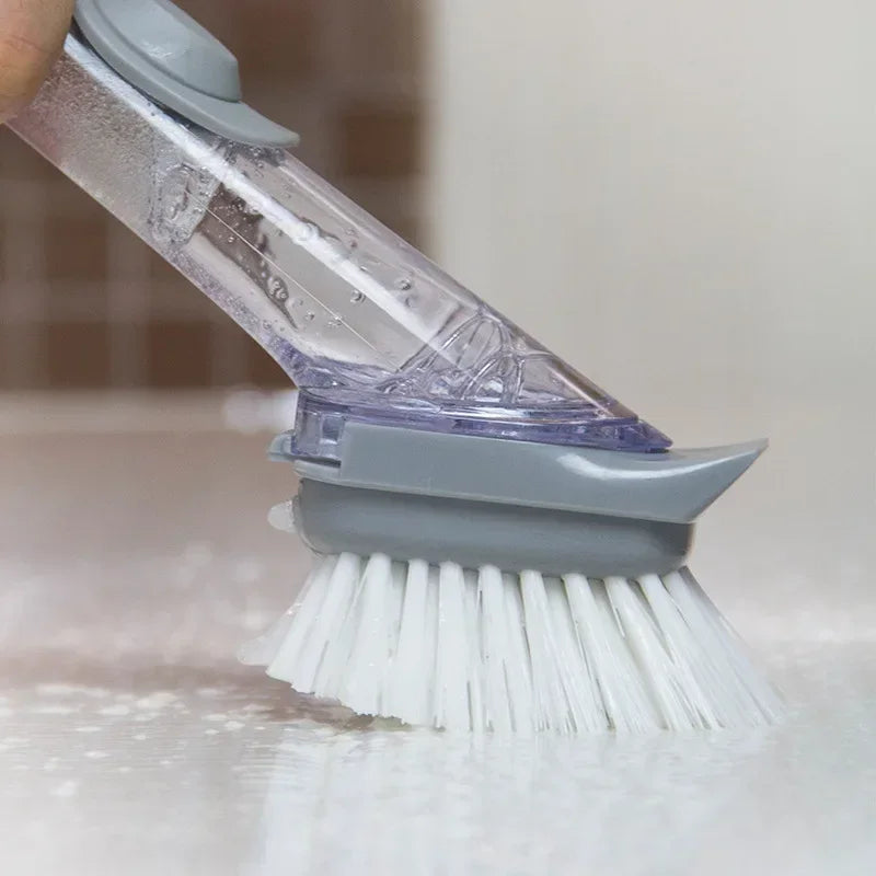 2-in-1 Long Handle Dishwashing Brush with Soap Dispenser