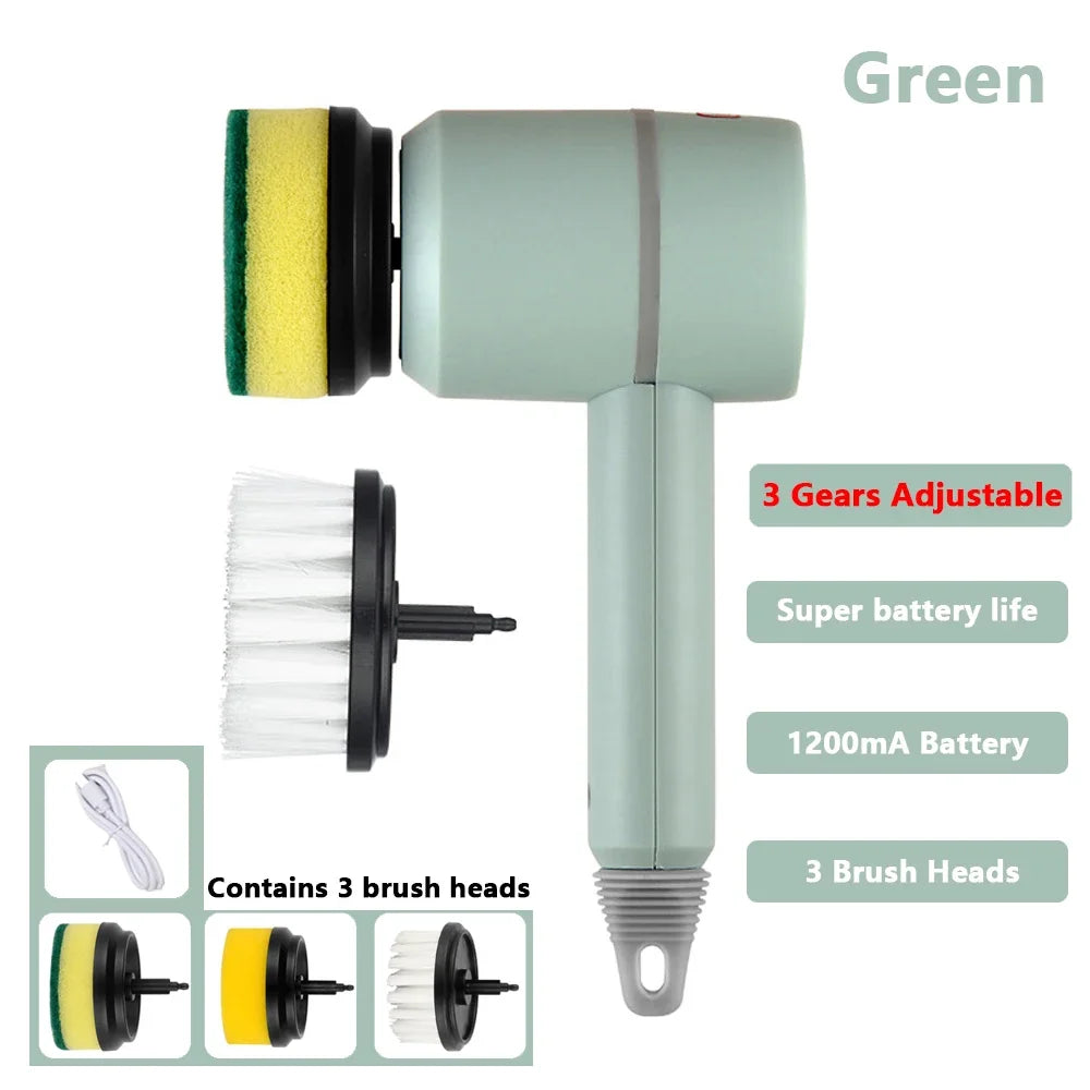Electric Spin Scrubber with 3 Interchangeable Brush Heads