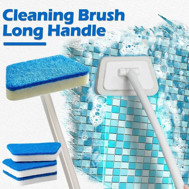 Long Handle Sponge Cleaning Brush for Bathtub & Tiles