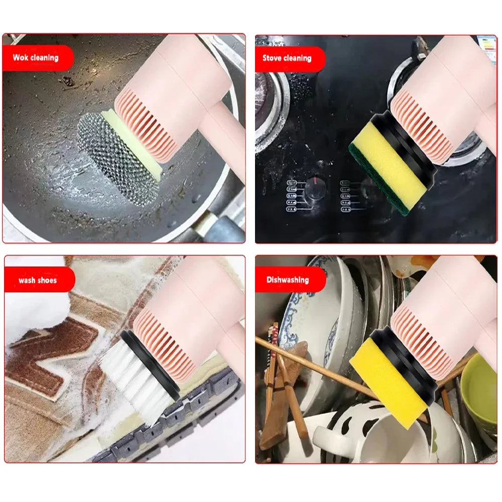 Electric Spin Scrubber with 3 Interchangeable Brush Heads