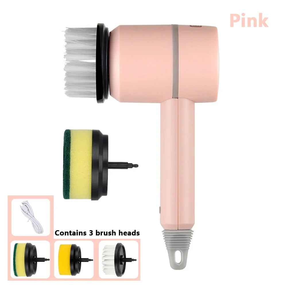 Electric Spin Scrubber with 3 Interchangeable Brush Heads