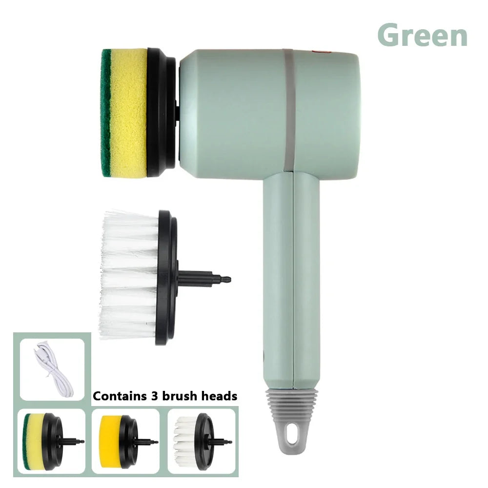 Electric Spin Scrubber with 3 Interchangeable Brush Heads
