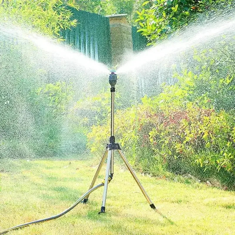 360-Degree Automatic Rotating Garden Sprinkler — Adjustable Tripod, Stainless Steel