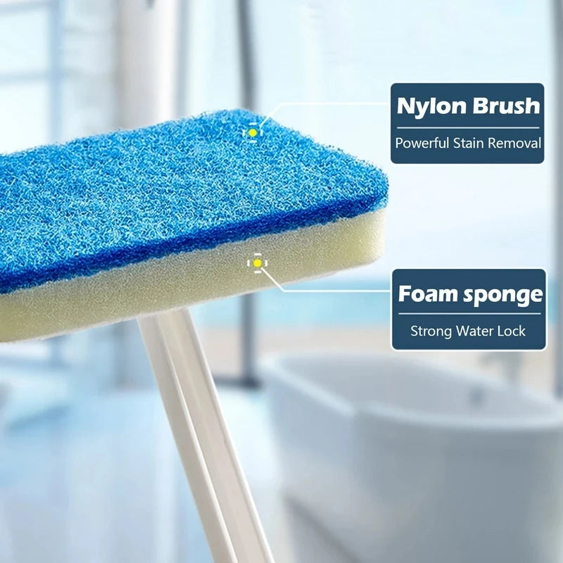 Long Handle Sponge Cleaning Brush for Bathtub & Tiles